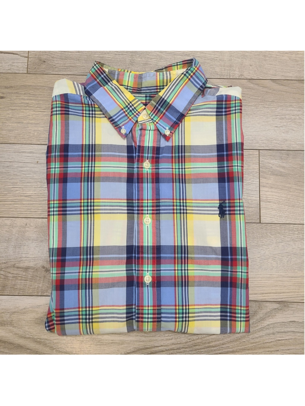 Ralph Lauren Mens Muliticolor Plaid Short Sleeve Button Up Shirt Large Classic F